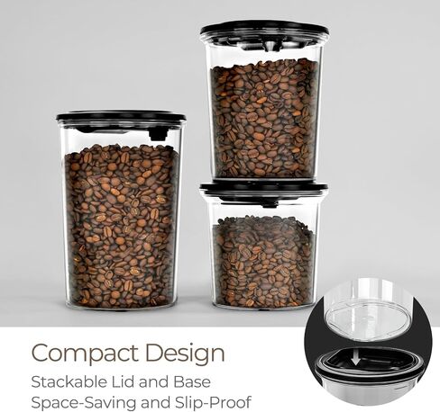 Electric Vacuum Coffee Canister - 1.5L Airtight Food Storage Container w/Pump, Patented Automatic Pressure Monitoring,One Press to Seal, Smell Proof. BPA-Free Tritan Vacuum Seal Canisters in Kuwait