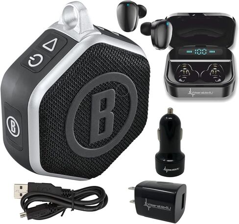 سماعات أذن Wearable4U Bushnell Wingman Mini برتقالي/أبيض مزودة بنظام تحديد المواقع GPS وسماعات أذن بيضاء وحزمة شواحن حائط/سيارة in Kuwait