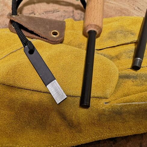 BSGB Ferro Rod Fire Starter with Wood Handle 5/16" Inch Survival Magnesium Ferro Rod with Striker & Paracord Rope Camping Survival Kit in Kuwait