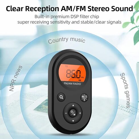 UMUTOO FM Walkman Radio, 300mAh Rechargeable Portable Pocket Transistor Radio with Best Reception,LCD Digital Tuning with Backlight, Stereo Sound, Belt Clip for Jogging,Walking (Black) in Kuwait
