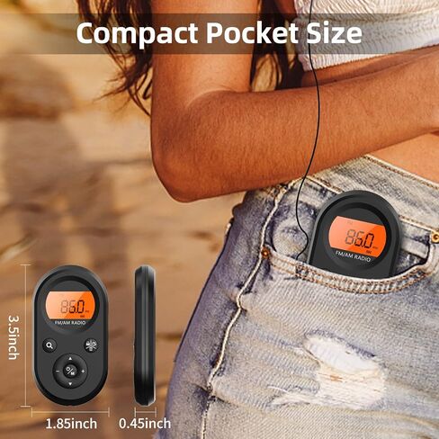 UMUTOO FM Walkman Radio, 300mAh Rechargeable Portable Pocket Transistor Radio with Best Reception,LCD Digital Tuning with Backlight, Stereo Sound, Belt Clip for Jogging,Walking (Black) in Kuwait
