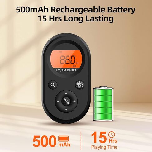 UMUTOO FM Walkman Radio, 300mAh Rechargeable Portable Pocket Transistor Radio with Best Reception,LCD Digital Tuning with Backlight, Stereo Sound, Belt Clip for Jogging,Walking (Black) in Kuwait