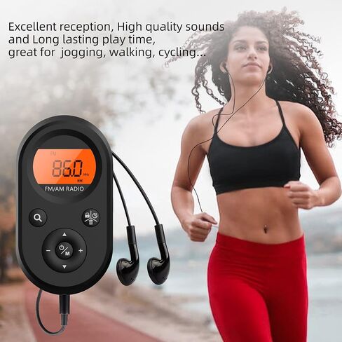 UMUTOO FM Walkman Radio, 300mAh Rechargeable Portable Pocket Transistor Radio with Best Reception,LCD Digital Tuning with Backlight, Stereo Sound, Belt Clip for Jogging,Walking (Black) in Kuwait