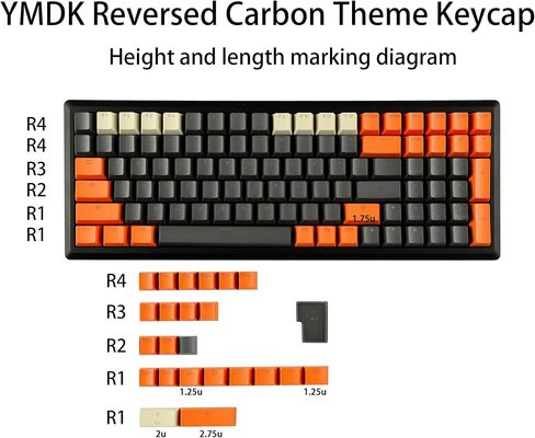 Carbon Miami PBT Double Shot Cherry Profile ANSI Backlit Keycaps for MX Mechanical Keyboard Melody 96 KBD75 68 61 87 104 Keychron(Only Keycap) (Carbon) in Saudi Arabia