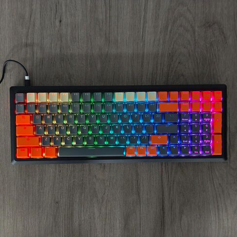 Carbon Miami PBT Double Shot Cherry Profile ANSI Backlit Keycaps for MX Mechanical Keyboard Melody 96 KBD75 68 61 87 104 Keychron(Only Keycap) (Carbon) in Saudi Arabia