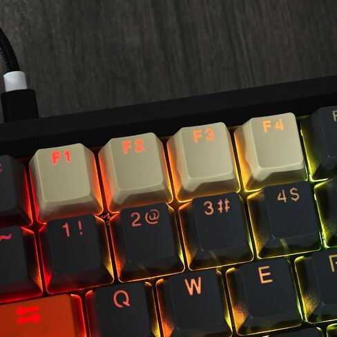 Carbon Miami PBT Double Shot Cherry Profile ANSI Backlit Keycaps for MX Mechanical Keyboard Melody 96 KBD75 68 61 87 104 Keychron(Only Keycap) (Carbon) in Saudi Arabia