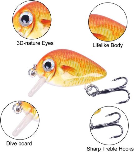 Fishing Lures, ABS Micro Fishing Bait Kit Mini Artificial Saltwater Fishing Bait for Freshwater Saltwater Fishing(Mixed Color) in Saudi Arabia