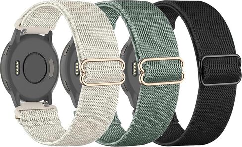 3 Pack Stretchy Nylon Watch Bands Compatible with Garmin Venu 2S/Venu 3S/Vivoactive 4S/Vivomove 3S, 18mm Loop Elastic Straps for Garmin Forerunner 255S/Forerunner 265S Women Men in Kuwait