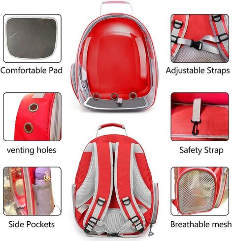 Pet Backpack Carrier with Harness Backpack for Cats, Small Dogs, Bunnies etc with Harness Included, Pet Carrier for Traveling, Walking, Hiking and Outdoor Activities (Grey) in Saudi Arabia