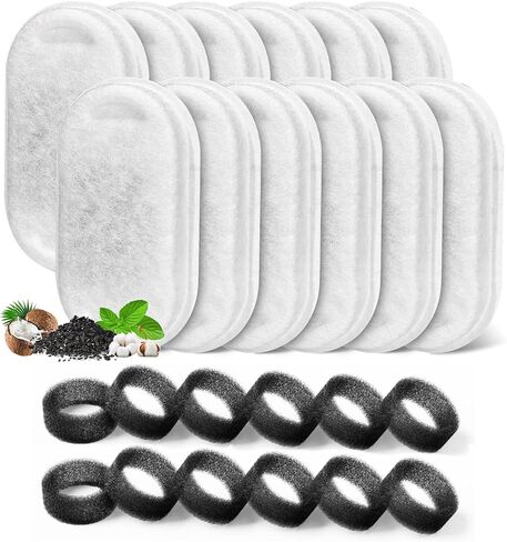 Cat Water Fountain Filter, Filters Replacement for 108Oz/3.2L&67Oz/2L&135Oz/4L Stainless Steel Pet Water Drinking Fountain,Dog Indoor Water Dispenser Fountain Carbon Filter, 4 Filters & 4 Sponges in Saudi Arabia