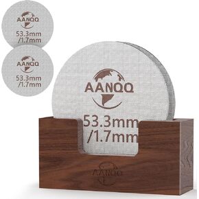 2 Packs 53.3mm Puck Screen with Stand: Espresso Puck Screen for 54mm Portafilter Basket - 316L Metal Contact Shower Screen 1.7mm Thickness 150μm for Espresso Machine Espresso Filter Screen