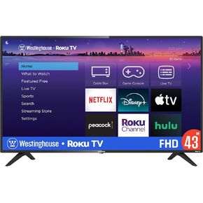 Westinghouse Roku TV - 43 Inch Smart TV, 1080P LED Full HD TV with Wi-Fi Connectivity and Mobile App, Flat Screen TV Compatible with Apple Home Kit, Alexa and Google Assistant