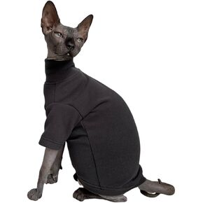 Sphynx Cats Solid Warm Fleece Shirt Cat Turtleneck Undershirt Thermal Hairless Cat Clothes for Sphynx, Devon, Cornish Cat Clothes and Small Kitten and Dogs (Green, Large)