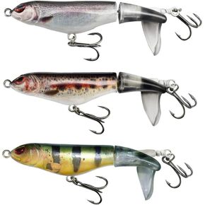 Saltwater Bass Fishing Lure 3pcs Fishing Bait Kit Topwater Freshwater Spinnerbait Hard Swimbaits with Floating Rotating Tail (GZ11015-4.33" 0.53oz)