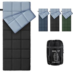 Envelope Sleeping Bag 3 Season Warm Weather Portable Compact Sleeping Bags for Adult Kids with Carry Bag for Camping Hiking Backpacking and Outdoors 59℉-77℉