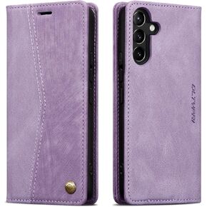 QLTYPRI Wallet Case for Samsung Galaxy A34 5G 6.6 Inch, Vintage Folio PU Leather Purse Case with Card Slots Magnetic Closure Kickstand Flip Shockproof Phone Cover for Samsung Galaxy A34 - Purple