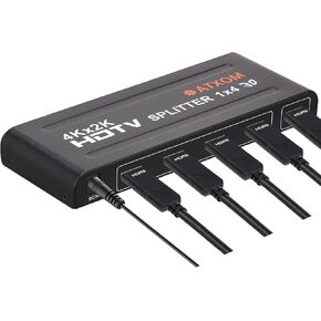 ATXOM HDMI Splitter 1 in 2 Out - 1x2 HDMI Display Duplicate/Mirror - Powered Splitter 4K @ 60Hz, Also Full HD 1080P, One Source to Two Identical Displays in Saudi Arabia
