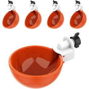 (5 Pack) Lil Clucker Large Automatic Chicken Waterer Cups | Chicken Water Feeder Suitable for Chicks, Duck, Goose, Turkey and Bunny | Poultry Water Feeder Kit (Orange)