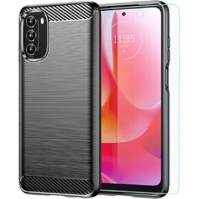 Moto G 5G Case (2022) with HD Screen Protector, MAIKEZI Non-Slip Shock-Absorption TPU Bumper, Soft Rubber Protective Cover - Black