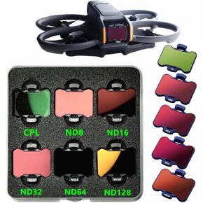 مجموعة فلاتر Avata 2 Drone CPL ND (6 عبوات)، مرشح CPL ND8 ND16 ND32 ND64 ND128 متوافق مع DJI Avata 2، ملحقات الطائرات بدون طيار، HD، طلاء متعدد الطبقات، تصميم خفيف الوزن in Kuwait