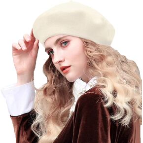 Womens Beret French Classic Beanie Hat Wool Beret Solid Color in Saudi Arabia