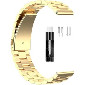 Classic Stainless Steel Metal Band for Amazfit Bip 5/GTR 4 3 Pro/GTR 4 3 2 2E/GTR 47mm Smart Watch Bracelet with Adjustment Tool for Huawei Watch 4/4pro/GT 3 46mm/GT 3 2 Pro/GT 2e/GT 46mm/Watch 3/Stratos 3 2 Pace