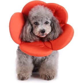 Dog Collar, Pet Cone E-Collar Flower Soft Elizabethan Waterproof Grooming Recovery Protecive Adjustable Collar for Puppy Small Medium Dogs (M Neck:11-13in, Rainbow)