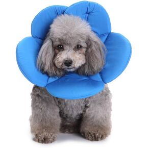Dog Collar, Pet Cone E-Collar Flower Soft Elizabethan Waterproof Grooming Recovery Protecive Adjustable Collar for Puppy Small Medium Dogs (M Neck:11-13in, Rainbow)