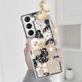 Omio for Samsung Galaxy Z Fold 6 Case, Luxury 3D Handmade Sparkle Rhinestone Iron Tower Pendant Pumpkin Car Flowers Crystal Diamond Bling Glitter Hard PC Case for Galaxy Z Fold 6 Women Girls, Purple in Kuwait
