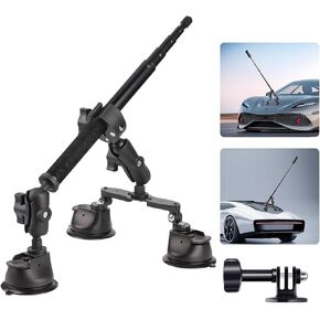Suction Car Mount for Windshield Window Compatible with GoPro, Insta360 x4, x3, x2, x,One RS,R with 44 Inch with Extensible Selfie Stick Suction Mount Kit for Action Cameras