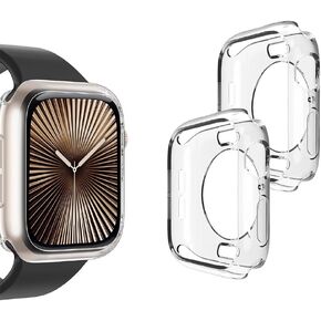 عبوتان من حافظة ممتصة للصدمات لساعة Apple، حافظة رفيعة للغاية وناعمة من مادة TPU مقاومة للصدمات وواقي ممتص للصدمات لملحقات iWatch (بدون واقي شاشة) (أسود + أسود، سلسلة 42 مم 10 (2024)) in Kuwait