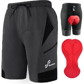 Sportneer Mens Mountain Bike Shorts - 3D Padding MTB Cycling Shorts for Men with Liner and Loose Fit
