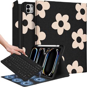 for iPad Pro 11 inch Case 2024 M4 with Keyboard - Pencil Holder Folio Tablet Cover Men Boys Cute Cool Fun Funny Alien Unique Design for Apple Pro 11 A2925 A2926 A3007