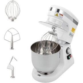 Restaurantware Hi Tek 10.6-Qt Planetary Mixer 1 No-Slip Feet Countertop Mixer - 3-Speed Removable Guard Silver Aluminum Cake Dough Mixer 110V/60Hz Includes Dough Hook Whisk & Beater
