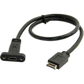 cablecc USB 3.1 Front Panel Header to USB-C Type-C Female Extension Cable 40cm with Panel Mount Screw