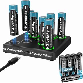Lithium AAA Batteries, 1.5V 1300mWh Rechargeable Li-ion Battery Pre-Charged Triple A Battery 2.5A High Power, 1.5H Fast Charging 1200 Cycles Long-Lasting for Flashlight Headlamp Toys