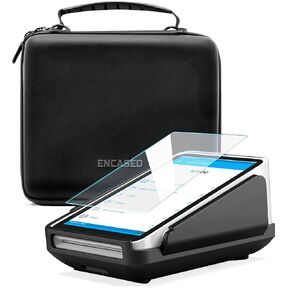 ENCASED Square Terminal Carry Case with Protective Cover and Screen Protector - EVA Hard Shell Travel Carrying Bag with Cover and Tempered Glass Guard - Fits Device, Charger and Accessories (3Pc Set)