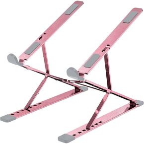 Portable Laptop Riser, Adjustable Laptop Stand,Aluminum Laptop Stand for Desk Foldable, Ergonomic Computer Notebook Stand Holder for MacBook Air Pro, Dell XPS, HP (10-15.6'')(Pink)