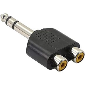 TRS 6.35mm to Two RCA Audio Splitter Connector, (1/4 Inch) 6.5mm Male to 2 x RCA Female Connector Converting Stereo Interconnect Audio Adapter