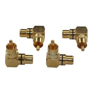 KK-04 [4 Pack] 4pcs Total, Hi-end RCA Right Angle Adapter - 90° Female to Male, Gold-Plated Connector KK-04
