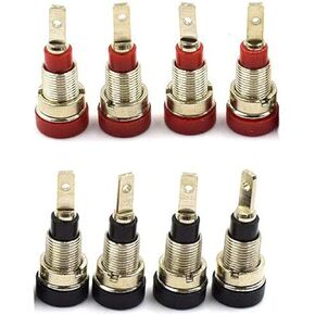 jing 2mm Banana Female Jack Socket Panel Mount Soldering Binding Post Banana Plug Connectors Black and Red - (8 Pcs)