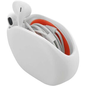 Geekria in-Ear Headset Smart Storage Box/Headphone Cable Storage Organizer/Earbuds Holder Case/Earphone Bobbin Winder Wrap/Cord Tangle-Free Portable Manager/Wire Keeper (White)