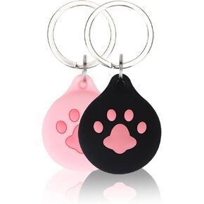 2 Pack - Airtag Secure Holder with Key Ring, Compatible with Apple Air Tag Keychain Soft Full-Body Silicone Airtags Case Cover for Keys Pets Dog Cat Collar Backpack Luggage Wallet Kids & More