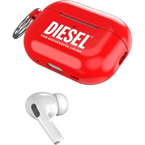 Diesel Case Compatible with Airpods Pro/Airpods Pro 2, TPU Protective Earbud Cover, Wireless Charging Compatible, Bluetooth Earphone Carry Case, Gloss Finish, White