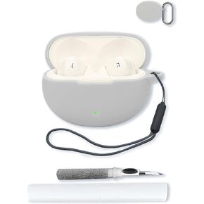 Compatible with OnePlus Nord Buds 3 Pro(2024) Soft Silicone Protective Case Cover with Keychain,Cleaning Kit and Lanyard, Shockproof Cover for OnePlus Nord Buds 3 Pro Wireless Earbuds-Gray