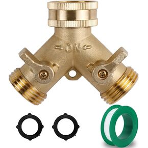 Triumpeek Brass Garden Hose Splitter, 3/4 Inch Brass Hose Connector, 2-Way Y Brass Hose Connector