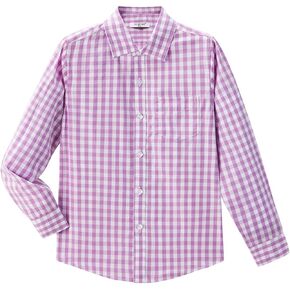 DDILKE Boys' Dress Shirt Long Sleeve Plaid Button Down Poplin Shirts