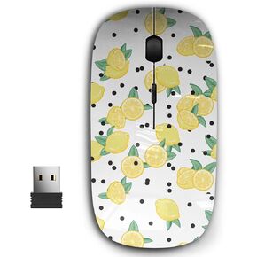 2.4G Ergonomic Portable USB Wireless Mouse for PC, Laptop, Computer, Notebook with Nano Receiver (Cartoon Lemons)
