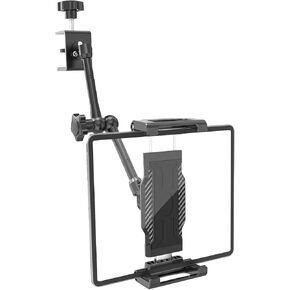 Tablet Mount for Storage Cabinet with Flexible Metal Long Arm, Foldable Lazy Holder for Desk & Bed, Fit Thick Cases (Deep Max 1.18") for iPad Pro Air, Galaxy Tab, More 6-15.6" Phone & Tablet