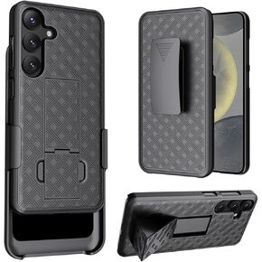 for Samsung Galaxy S24 Plus 5G Case, for Galaxy S24 Plus Holster Case Slim Combo Shell with Kickstand Swivel Belt Clip Holster Rugged Protective Cover for S24 Plus 5G 2024 Release, Black